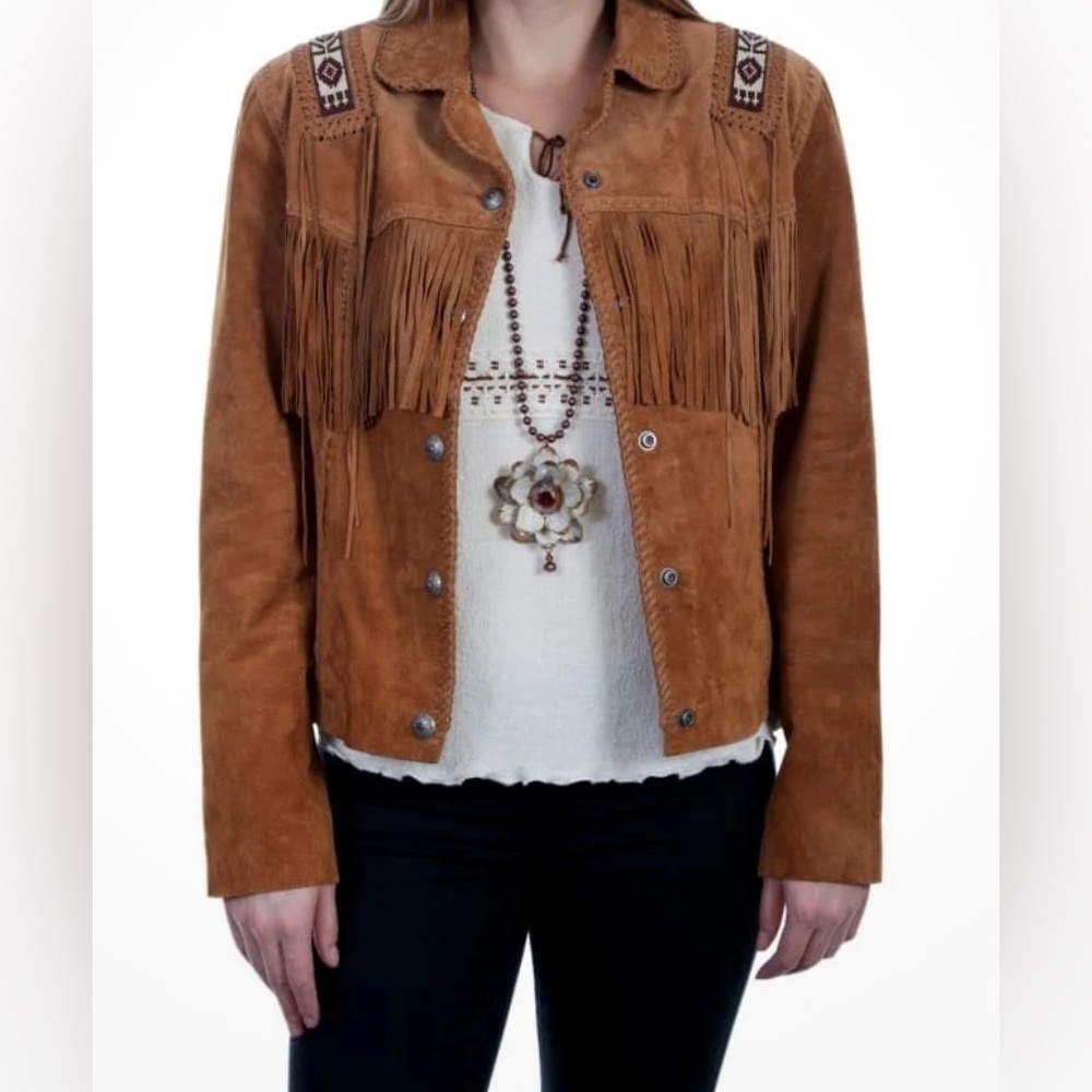 Scully Western Wear Beaded Fringe Jacket in espesso leather. New with tags. - Picture 3 of 11